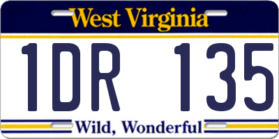 WV license plate 1DR135
