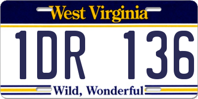 WV license plate 1DR136