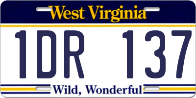 WV license plate 1DR137