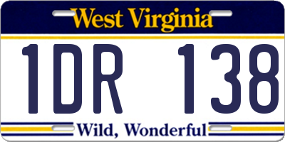 WV license plate 1DR138