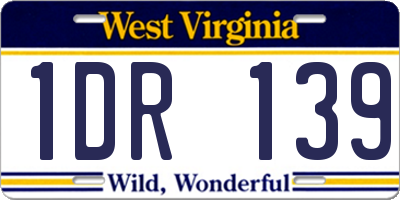 WV license plate 1DR139