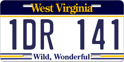 WV license plate 1DR141