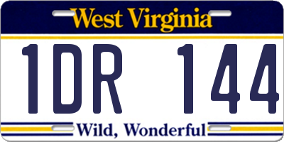 WV license plate 1DR144