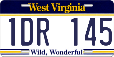 WV license plate 1DR145