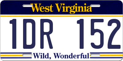 WV license plate 1DR152