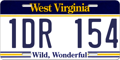 WV license plate 1DR154