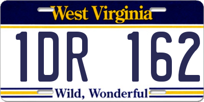 WV license plate 1DR162