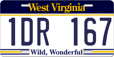 WV license plate 1DR167