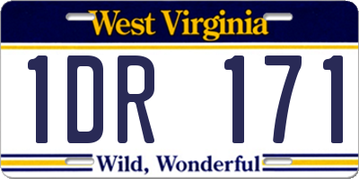 WV license plate 1DR171