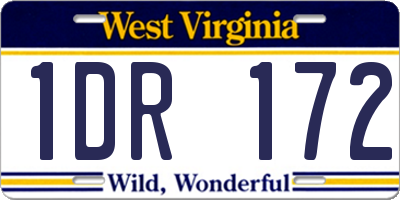 WV license plate 1DR172