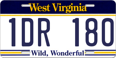WV license plate 1DR180