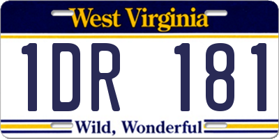 WV license plate 1DR181