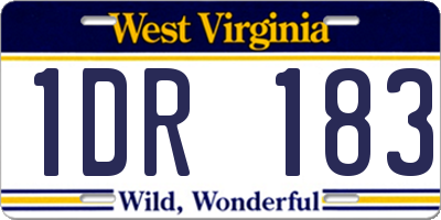 WV license plate 1DR183