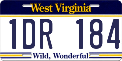 WV license plate 1DR184