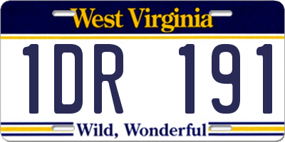 WV license plate 1DR191