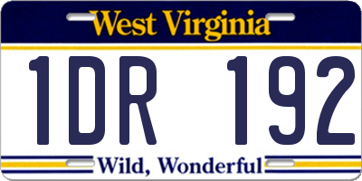 WV license plate 1DR192