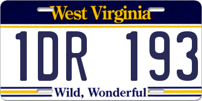 WV license plate 1DR193