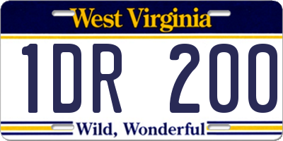 WV license plate 1DR200