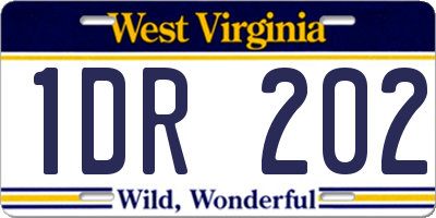 WV license plate 1DR202