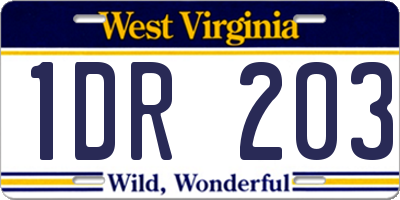WV license plate 1DR203