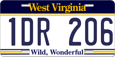 WV license plate 1DR206