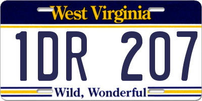 WV license plate 1DR207