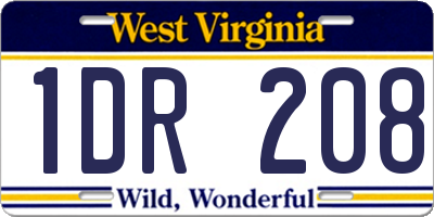 WV license plate 1DR208