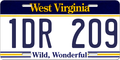 WV license plate 1DR209