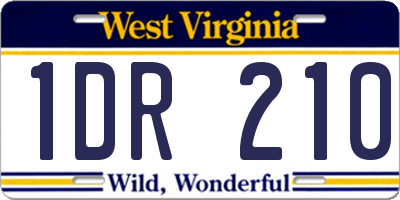 WV license plate 1DR210