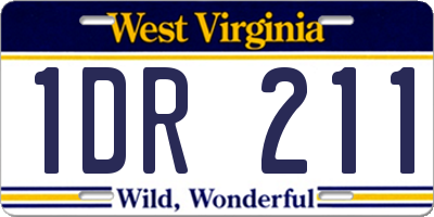 WV license plate 1DR211