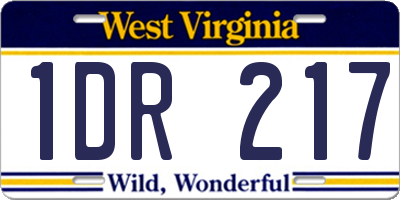 WV license plate 1DR217