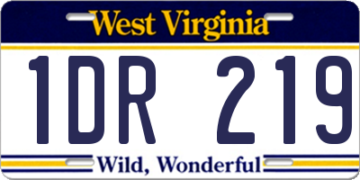 WV license plate 1DR219