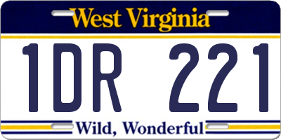 WV license plate 1DR221