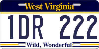WV license plate 1DR222