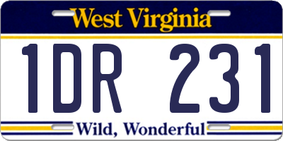 WV license plate 1DR231
