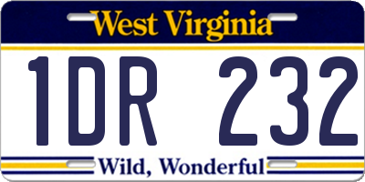 WV license plate 1DR232