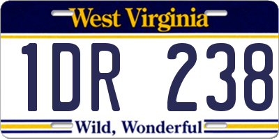 WV license plate 1DR238