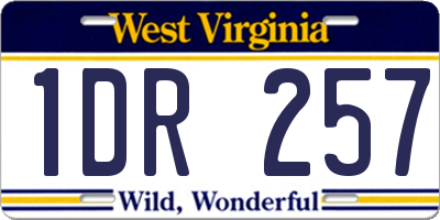 WV license plate 1DR257
