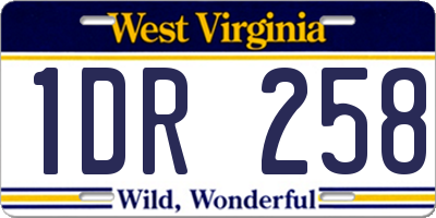 WV license plate 1DR258