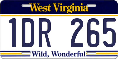 WV license plate 1DR265