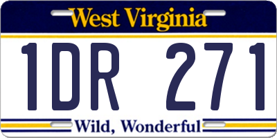 WV license plate 1DR271