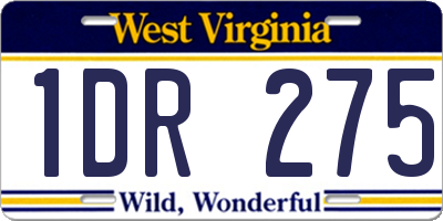 WV license plate 1DR275