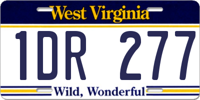 WV license plate 1DR277