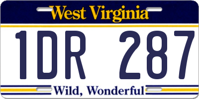 WV license plate 1DR287