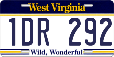 WV license plate 1DR292