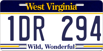 WV license plate 1DR294