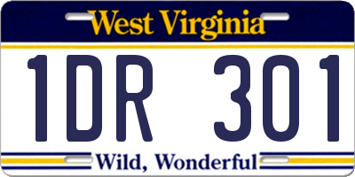 WV license plate 1DR301