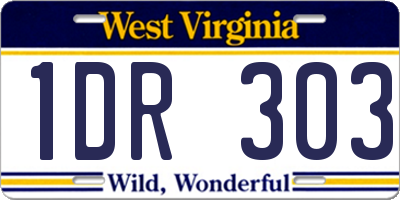 WV license plate 1DR303