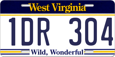 WV license plate 1DR304