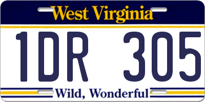 WV license plate 1DR305